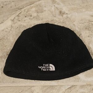 The North Face Black Kids Beanie Hat with White Logo